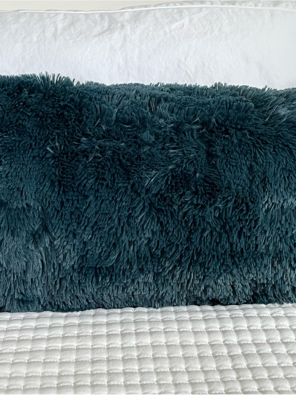 Teal Shag lumbar Pillow cover 2PCS